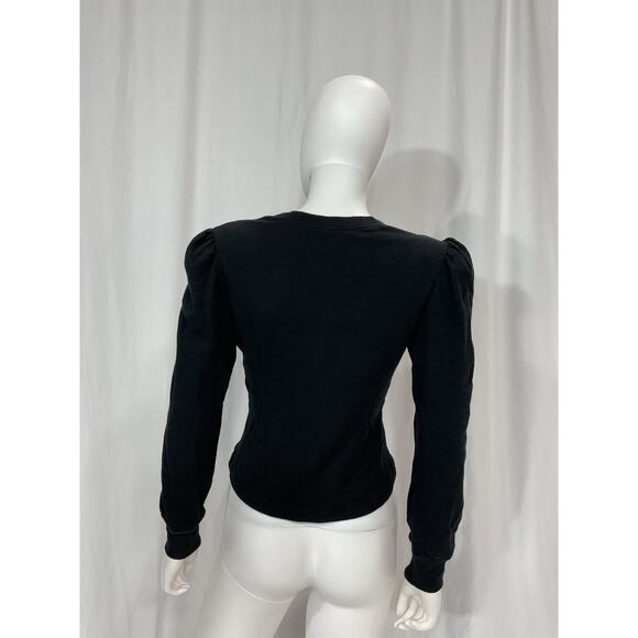 Marissa Webb 'Blair' Black Waffle Knit Puff Sleeve Pullover Size M - Picture 3 of 5